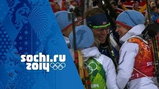 Biathlon Mixed Relay  Norway Win Gold  Sochi 2014 Winter Olympics [upl. by Anamor102]