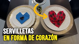 DIY Servilletas de tela o papel dobladas en forma de corazón [upl. by Aicertal]