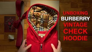 Unboxing Things Burberrys Vintage Check Detail Jersey Hooded Top [upl. by Latsryk]