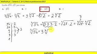 Działania na pierwiastkach sześciennych na maturze 2017  MATFIZ24PL [upl. by Gualterio]
