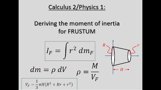 Lecture Moment of Inertia of FRUSTUM Calculus [upl. by Aneert]