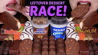 ASMR LEFTOVER DESSERT RACE SNICKERS amp OREO CRUNCH CUPS MAGNUM ICE CREAM ZEBRA CAKES KINDER 먹방 [upl. by Hoffer]