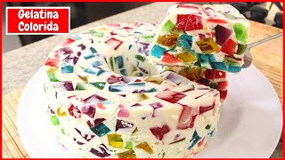 Receita de Gelatina Colorida Mosaico de Gelatina  SIMPLES RÁPIDO E PRÁTICO [upl. by Atla]