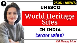 UNESCO World Heritage Sites in India  STATE WISE  Art amp Culture  With Memory Tricks [upl. by Edina]