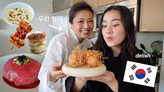 Cooking VIRAL KOREAN RECIPES with my KOREAN MOM🥟🇰🇷 from culinary class wars 한국어 자막 [upl. by Marquez]