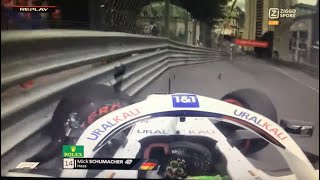 FP3 Mick Schumacher Crash  2021 Monaco Grand Prix [upl. by Auberbach]