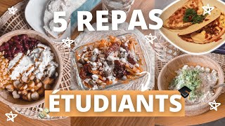 5 IDÉES DE REPAS POUR ÉTUDIANTS 90 faciles rapides et pas chers [upl. by Evyn]