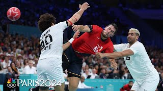 Spain survives a heated thriller with Egypt to reach handball semis  Paris Olympics  NBC Sports [upl. by Snah]