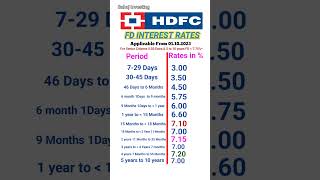 HDFC Bank FD interest rates 2023 viral fixeddeposit hdfcbank [upl. by Kaile664]