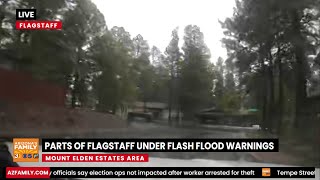 LIVE Heavy rain causing flash flood warnings in Flagstaff [upl. by Llenroc107]