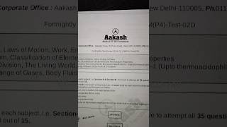 Aakash  FT  02  30th Oct 24  exam aiims neet aakash fortnight neetexam [upl. by Amin]