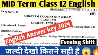 😱 class 12 english answer key 2024 Evening shift class 12 english solved paper 2024🔥 [upl. by Marie-Jeanne]