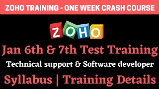 Zoho One Week Crash Course  Jan 6th amp 7th Exam  Syllabus  Training Details  BiNaRiEs [upl. by Tufts]