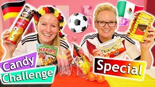 WM 2018 ⚽ Candy Challenge Special 🇩🇪 Kathi amp Eva testen WM Snacks amp tippen Deuschland  Mexico [upl. by Allets731]