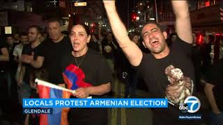 Glendale Armenians protest election results  ABC7 [upl. by Amitaf760]