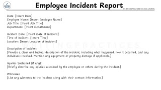 LETTER TEMPLATE How To Write Employee Incident Report Letter Step by Step Guide  WritingPractices [upl. by Felicia]