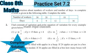 Practice Set 72  Class 8  Chapter 7 Variation  Std 7 maths  Maharashtra State Board [upl. by Ycniuqal516]