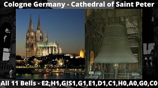 Cologne Cathedral Kölner Dom  Plenum of 11 Bells The Sound of Each Bell amp All Bells Ringing 🔔 [upl. by Izmar]