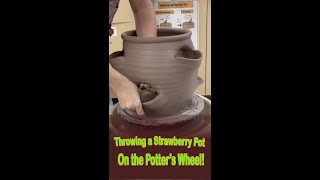 Youtube Shorts Throwing a Strawberry Pot on the Potters Wheel wheelthrowing ceramic gardening [upl. by Lindsley]