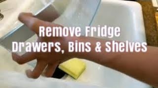 How to Clean a Refrigerator removing Drawers Bins and Shelves [upl. by Othe807]