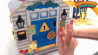 Genevieve Plays with Locking Wooden Dollhouse [upl. by Riana417]