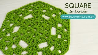 Square de crochê verde  para tapete  JNY Crochê [upl. by Clareta]