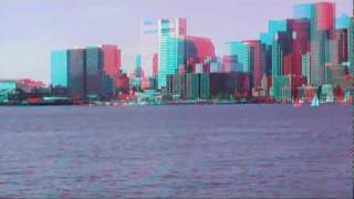 3D Anaglyph Red Cyan glasses Boston Harbor Cruise and Marina in HD [upl. by Valenka]