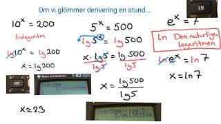 Matematik 3 Talet e Den naturliga logaritmen ln samt derivering av exponentialfunktioner [upl. by Aleb]