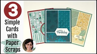 How to Make 3 Simple Cards in Minutes Using Paper Scraps [upl. by Yesiad]