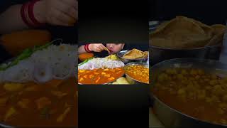 Foodie JD Eating Chole puri and rice with matar paneer🤤🤤😍 mukbang youtubeshorts foodiejd [upl. by Anchie]