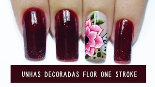 Unhas Decoradas Flor em camadas One stroke  Aline Makelyne [upl. by Anerom]