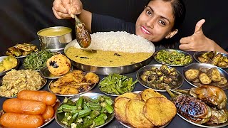 Dal Chawal Aloo Bhorta Aloo Fry Karela Fry Bhindi Fry Baingan Fry Sabji Parwal Fry Sweets Eating [upl. by Ludwig]