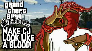 👉GTA SA  HOW TO MAKE CJ LOOK LIKE A BLOOD GANG MEMBER [upl. by Nolram71]