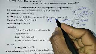 Cyclophosphamide Antineoplastic Anticancer drug Pharmaceutical chemistry D Pharm first year BTE Lko [upl. by Hairacaz620]