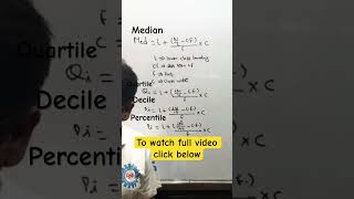 Formula of Median Quartile Decile Percentile for group data statistics [upl. by Akselav415]