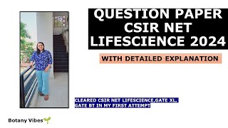 PART2🌱CSIR NET LIFESCIENCE 2024 QUESTION PAPER DISCUSSIONMORNING SHIFT DEVELOPMENT BIOLOGY [upl. by Parthena]