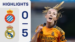 RCD ESPANYOL 0  5 REAL MADRID CF  RESUMEN LIGA F [upl. by Mccahill]