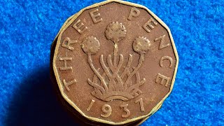 1937 UK Three Pence Coin First Year of Series [upl. by Ayhay]