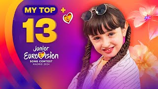 Junior Eurovision 2024 MY TOP 13 so far NEW🇪🇸 [upl. by Anelle]