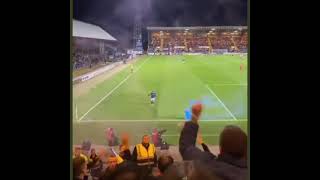 LEIGH GRIFFITHS KICKS SMOKE BOMB INTO FOOTBALL FANS AT DUNDEE V ST JOHNSTONE AT DENS PARK [upl. by Akilaz]