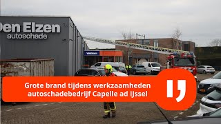 Grote brand tijdens werkzaamhedenautoschadebedrijf Capelle ad IJssel [upl. by Diraf]