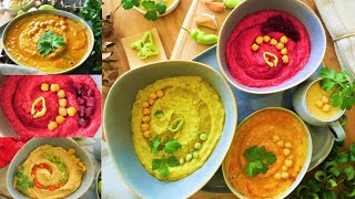 4 RECETTES DE HOUMOUS pour vos apéritifs entre amis  savoureux original et sain  recette santé [upl. by Dowlen]