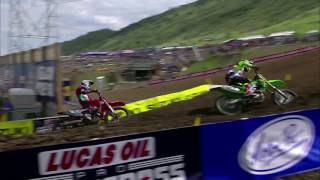 Thunder Valley 450 Moto 2 Baggetts epic around the outside pass on Tomac [upl. by Godiva836]