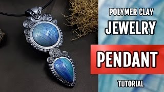 DIY How to make Moonstone Pendant Indian Style Polymer Clay Jewelry making VIDEO Tutorial [upl. by Coralie546]