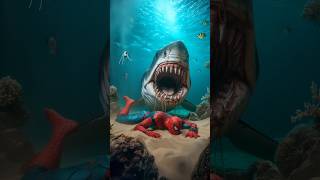 SpiderMan and Supergirl vs Megalodon fight battle deadpool spiderman supergirl animals [upl. by Trenna920]