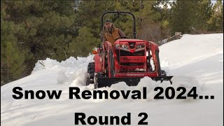 Snow Removal 2024 Part 2  Using a Mahindra 1635 Tractor [upl. by Avera]