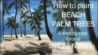 How to paint palm trees  Beach  Seascape  Step by Step Tutorial  Acrylic Painting  Art [upl. by Veradis]