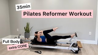 Pilates Reformer Workout  35 min  Full Body extra core [upl. by Ormond]