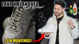 Como LAVAR Y BLANQUEAR tus TENIS BLANCOS CUERO  ¡Fácil y sin Manchas [upl. by Eedrahc135]