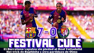 FESTIVAL DEL BARCELONA ANTE EL VALLADOLID RAPHINHA Y OLMO LIDERAN EL RECITAL GRAN LAMINE YAMAL [upl. by Madelyn]